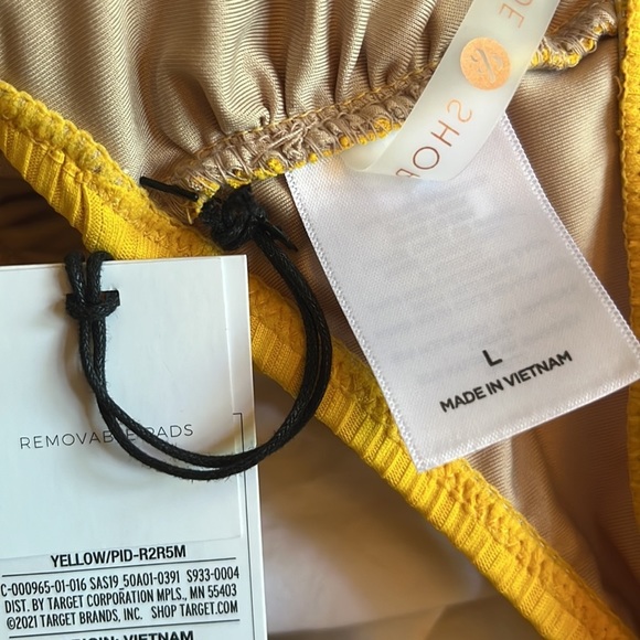 WOMEN'S Ribbed Keyhole Bralette Bikini Top - Shade & Shore yellow adjust straps - Picture 6 of 6